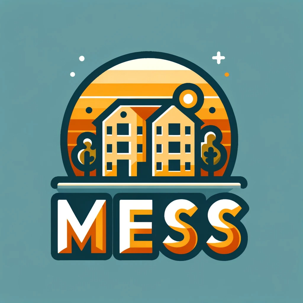 DALL·E 2023-12-28 08.48.17 - Design a logo for a dormitory or hostel named 'Mes'. The logo should convey a sense of community and comfort. It should include a simple illustration